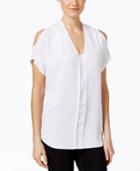 Alfani Petite Cold-shoulder Blouse, Only At Macy's