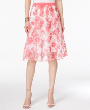 Ny Collection Floral-print Illusion A-line Skirt