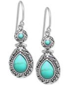 Manufactured Turquoise Rope Drop Earrings In Sterling Silver (3-1/5 Ct. T.w.)