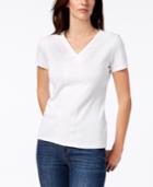 Karen Scott Crochet-trim T-shirt, Created For Macy's