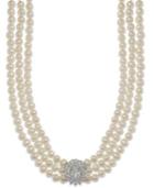 Arabella Cultured Freshwater Pearl (5mm) And Swarovski Zirconia Necklace In Sterling Silver