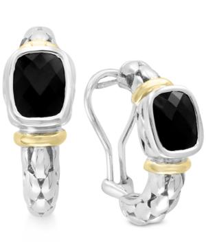 Balissima By Effy Onyx (9 X 7mm) Two-tone Hoop Earrings In Sterling Silver & 18k Gold