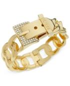 Guess Gold-tone Crystal Buckle Bangle Bracelet