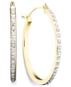Diamond Accent Hoop Earrings In 14k Gold