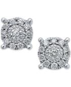 Diamond Halo Stud Earrings (1/3 Ct. T.w.) In 14k White Gold