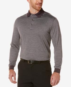 Pga Tour Men's Heathered Striped Long-sleeve Performance Polo