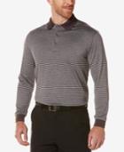 Pga Tour Men's Heathered Striped Long-sleeve Performance Polo