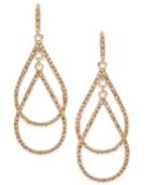 Inc International Concepts Gold-tone Pink Pave Double Drop Earrings, Only At Macy's