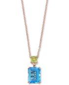 Effy Collection Blue Topaz (4 Ct. T.w.) & Peridot (5/8 Ct. T.w.) Pendant Necklace In 14k Rose Gold