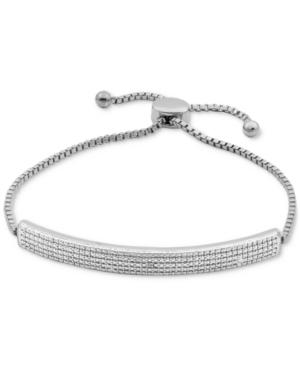 Diamond Accent Bar Slider Bracelet In Silver-plated Bronze