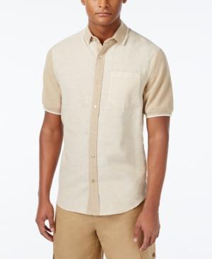Sean John Men's Pieced Stripe Short-sleeve Hybrid Shirt