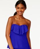 Hula Honey Ruffle Popover Bandeau Tankini Top Women's Swimsuit
