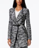 Calvin Klein Belted Faux-leather-trim Tweed Jacket