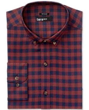 Bar Iii Men's Slim-fit Wear Me Out Stretch Easy-care Vintage Gingham Dress Shirt, Created For Macy's