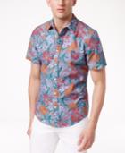 Tommy Hilfiger Men's Chambray Tropical Print Custom Fit Shirt