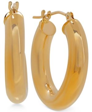 Polished Tube Hoop Earrings In 10k Gold