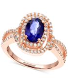 Effy Final Call Diffused Ceylon Sapphire (1-3/8 Ct. T.w.) And Diamond (1/3 Ct. T.w.) Ring In 14k Rose Gold