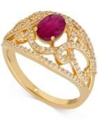 Ruby (1-1/5 Ct. T.w.) And Diamond (3/8 Ct. T.w.) Openwork Ring In 14k Gold