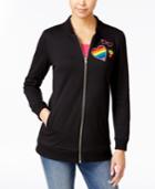 Almost Famous Juniors' Patch-trim Tunic Bomber Jacket