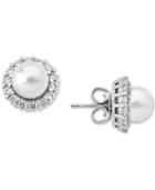 Majorica Sterling Silver Imitation Pearl And Crystal Halo Earring Jackets