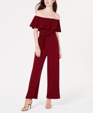 Crave Fame Juniors' Ruffled Off-the-shoulder Jumpsuit