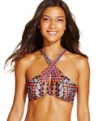 Becca High-neckline Aztec-print Bikini Top Women's Swimsuit