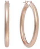 Polished Hoop Earrings In 14k Rose Gold.
