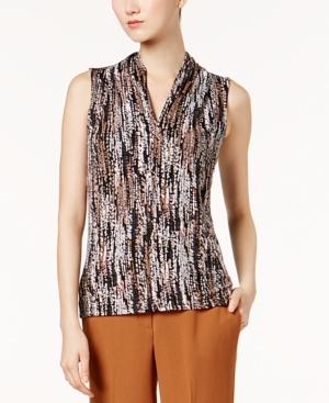 Nine West Printed V-neck Shell