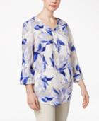 Jm Collection Printed Zippered-neck Top, Only At Macy's