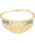 Swarovski Gold-tone Blue & Clear Crystal Fringed Bangle Bracelet