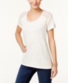 Style & Co Lace-trim High-low Top, Only At Macy's