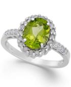 Peridot (1-3/4 Ct. T.w.) And Diamond (3/8 Ct. T.w.) Ring In 14k White Gold