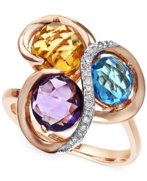 Mosiac By Effy Three-stone (3-1/4 Ct. T.w.) And Diamond Accent Mosaic Ring In 14k Rose Gold