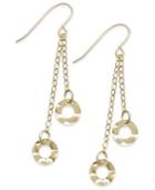 Chain And Hammered Circle Drop Earrings In 10k Gold