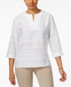 Alfred Dunner Bahama Bays Crochet-trim Striped Tunic