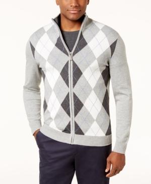 Club Room Men's Argyle Full-zip Pima Cotton Sweater, Created For Macy's