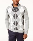 Club Room Men's Argyle Full-zip Pima Cotton Sweater, Created For Macy's
