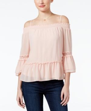 Bcx Juniors' Off-the-shoulder Flounce-hem Top