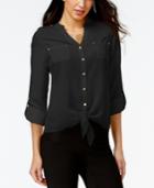 Thalia Sodi Solid Tie-front Blouse, Only At Macy's