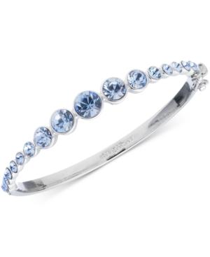 Givenchy Silver-tone Graduated Blue Crystal Bangle Bracelet