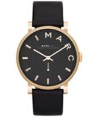 Marc By Marc Jacobs Watch, Women's Baker Black Textured Leather Strap 37mm Mbm1269