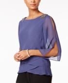 Alex Evenings Embellished Tiered Chiffon Blouse