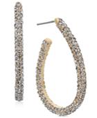 Charter Club Gold-tone Pave Elongated Hoop Earrings, Created For Macy's