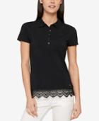 Tommy Hilfiger Lace-trim Polo Top, Created For Macy's