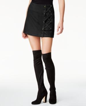 Kensie Laced Faux-suede Stretch Skirt