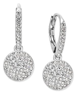 Eliot Danori Silver-tone Pave Dome Drop Earrings