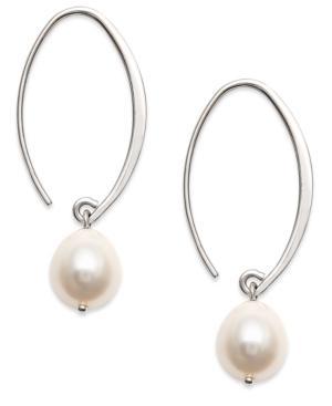 Sterling Silver Earrings, Cultured Freshwater Pearl Sweep Drop Earrings