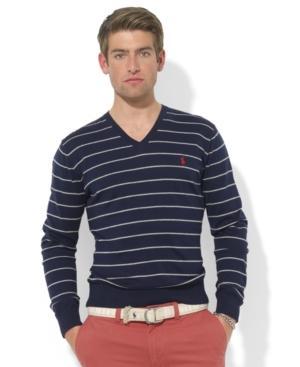 Polo Ralph Lauren Sweater, Striped V-neck Pima Cotton Sweater