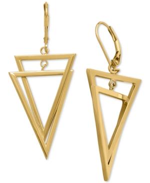 Interlocking Triangle Dangling Drop Earrings In 14k Gold