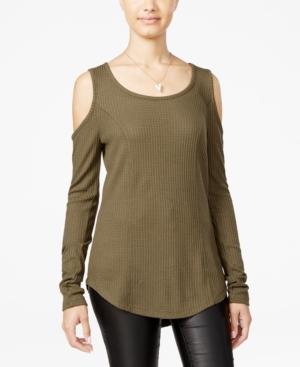 Ultra Flirt Juniors' Cold-shoulder Waffle-knit Tunic